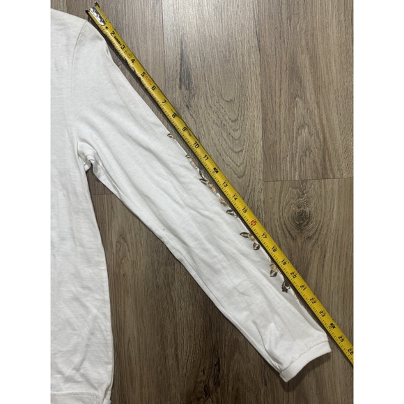 Y2K O'neill White Flower Long‎ Sleeve Women's Shirt Size L - Picture 7 of 13